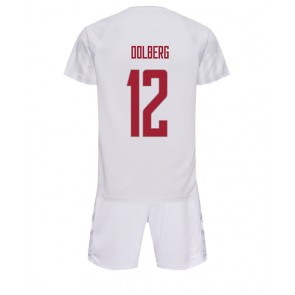 Maillot de foot Danemark Kasper Dolberg #12 Extérieur enfant Monde 2022 Manches Courte (+ pantalon court)